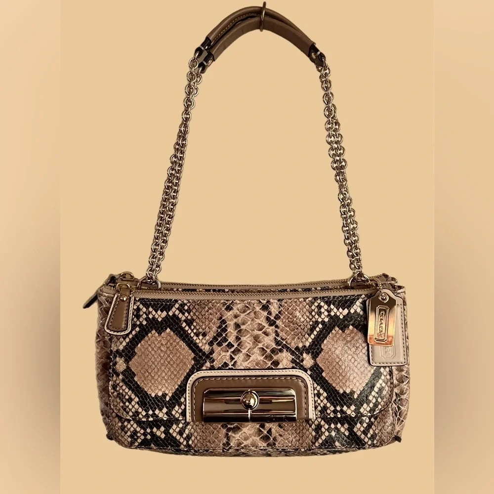 COACH Embossed Faux Python Innovation Leather Bag, Purse.  Excellent Condition